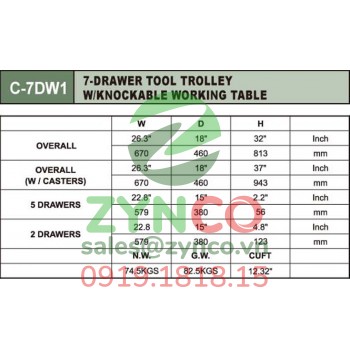 Thùng Đồ Nghề Jonnesway C-7DW1