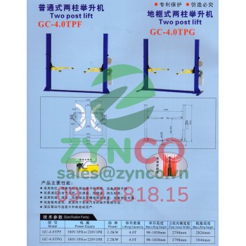 Cầu Nâng 2 Trụ Koisu GC-4.0TPF-A