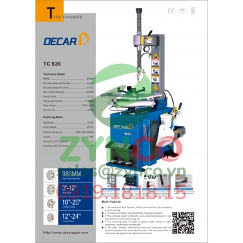 Máy Ra Vào Lốp Decar TC920